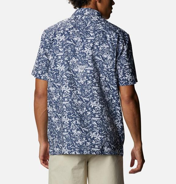 Columbia PFG Super Slack Tide Shirts Navy For Men's NZ59673 New Zealand